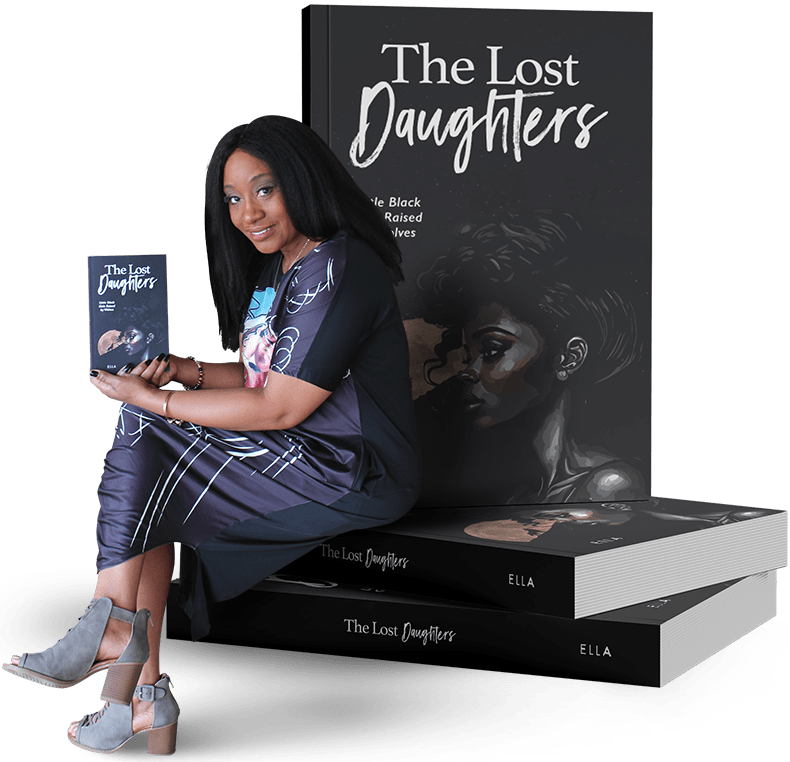 Girl with smilling face holding The Lost Daughters Book